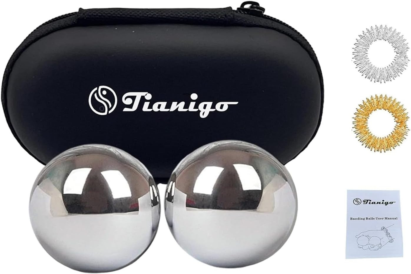 Stainless Steel Baoding Balls Set,1.57 Inches Chinese Health Balls, Metal Stress