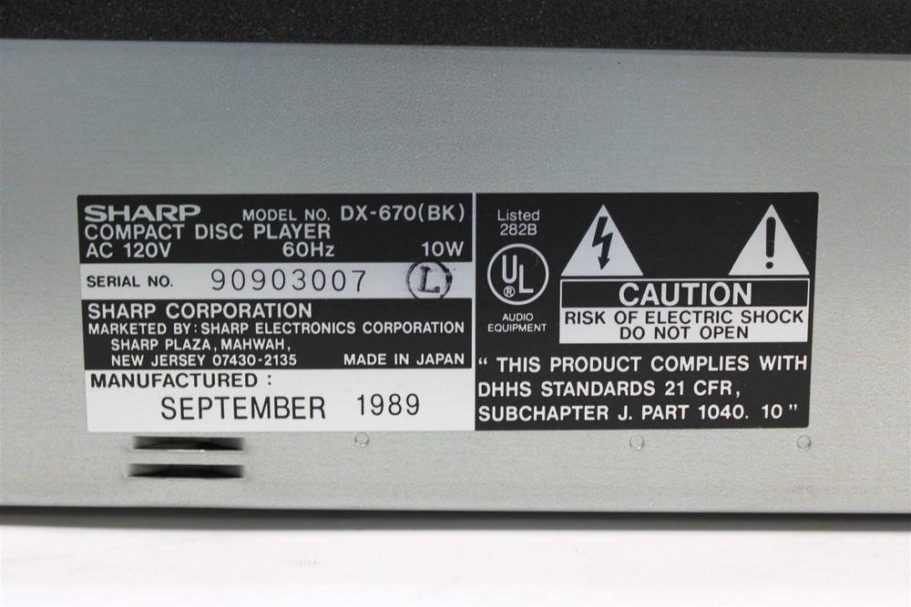 Sharp Compact CD Player DX-670 BK 3 Beam Laser Pickup System Tested and Working