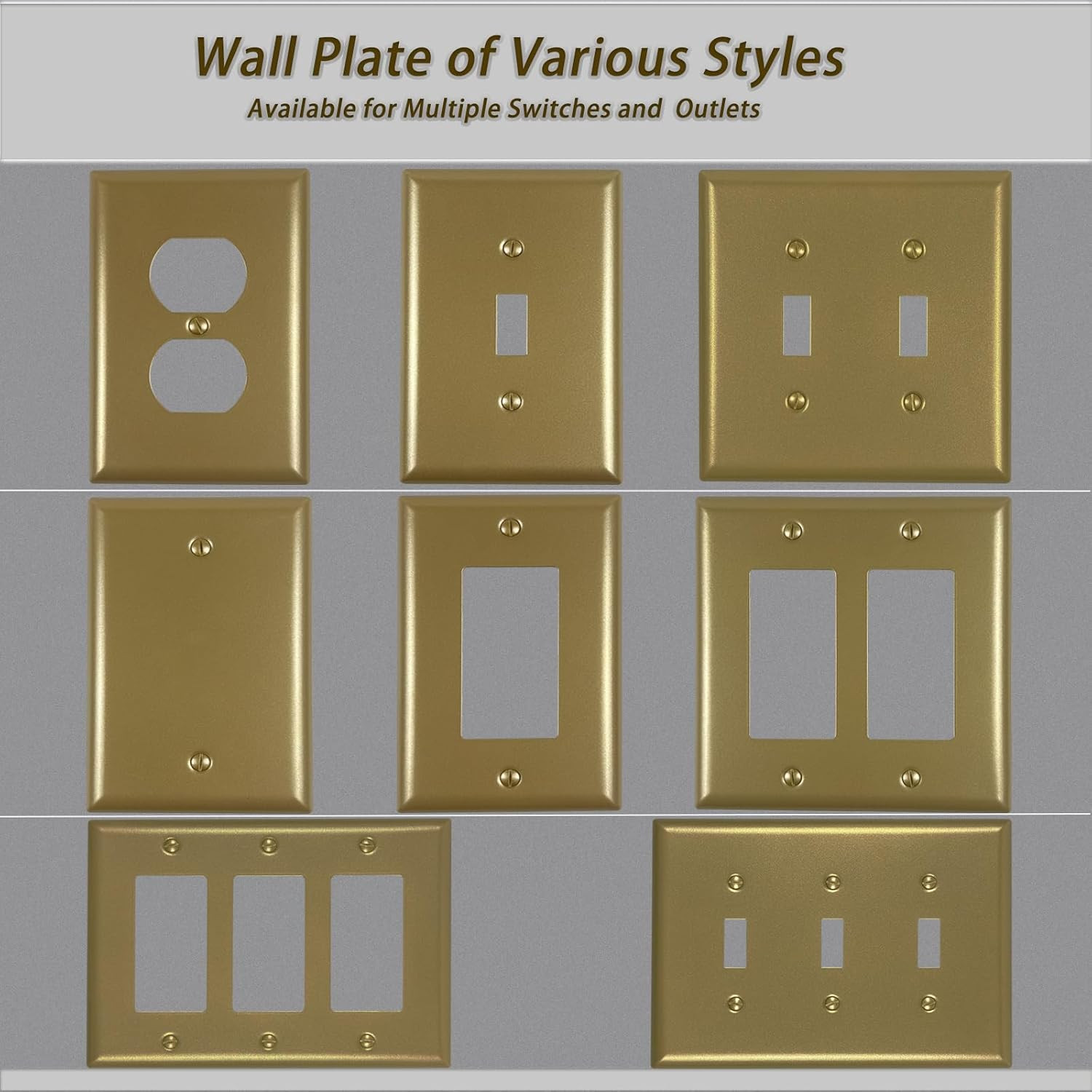 Metal Electrical Outlet Covers, Light Switch Cover Wall Plates, Mid Size Thicker