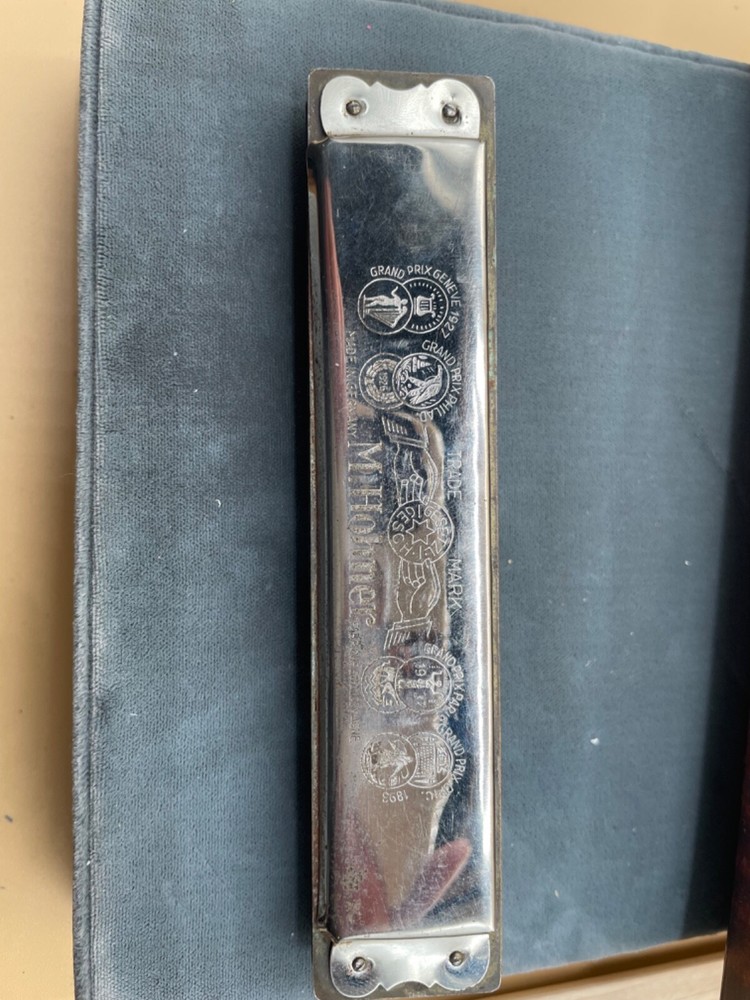 M. Hohner Harmonica Echo Germany W/ Wooden Hohner Case Vtg