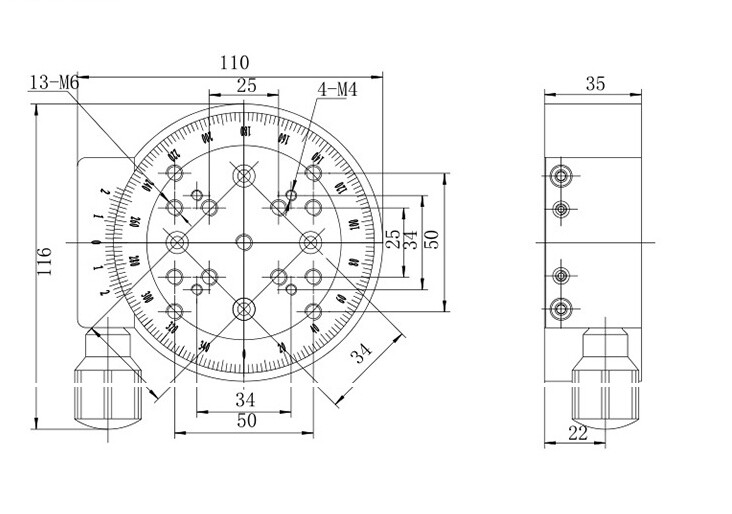 Manual Rotary Displacement Table Precision Table Angle Adjustment Rotary Table
