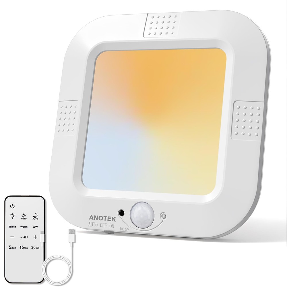 ANOTEK Rechargeable Motion Sensor Ceiling Light, No Wiring 1 Pack, Multicolor