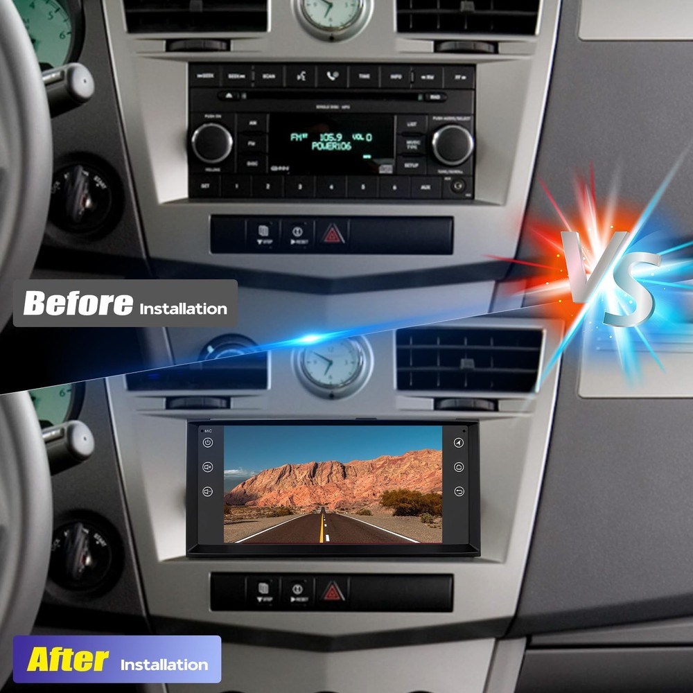 Android 14 Double Din Car Stereo 7" Touchscreen Wireless Carplay Android Auto