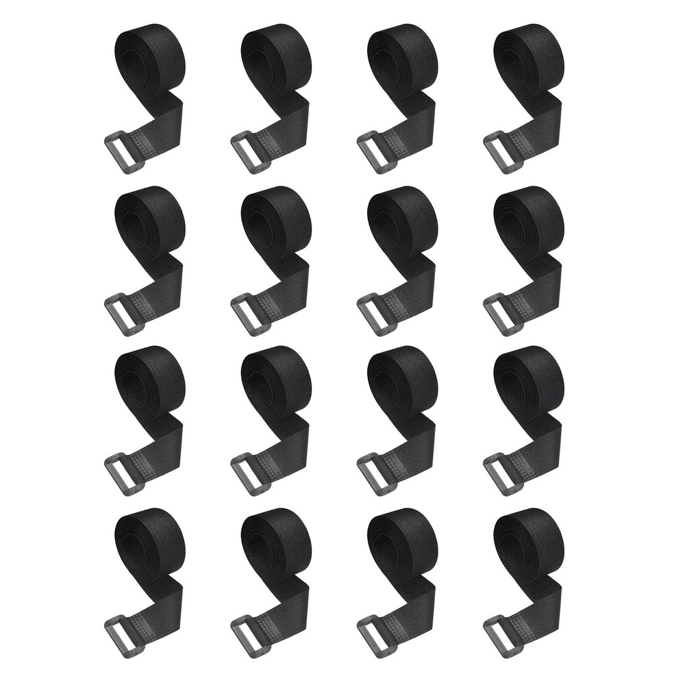 16pcs Reusable Cinch Straps 0.8"x31.5" Hook and Loop Cable Securing Strap, Black