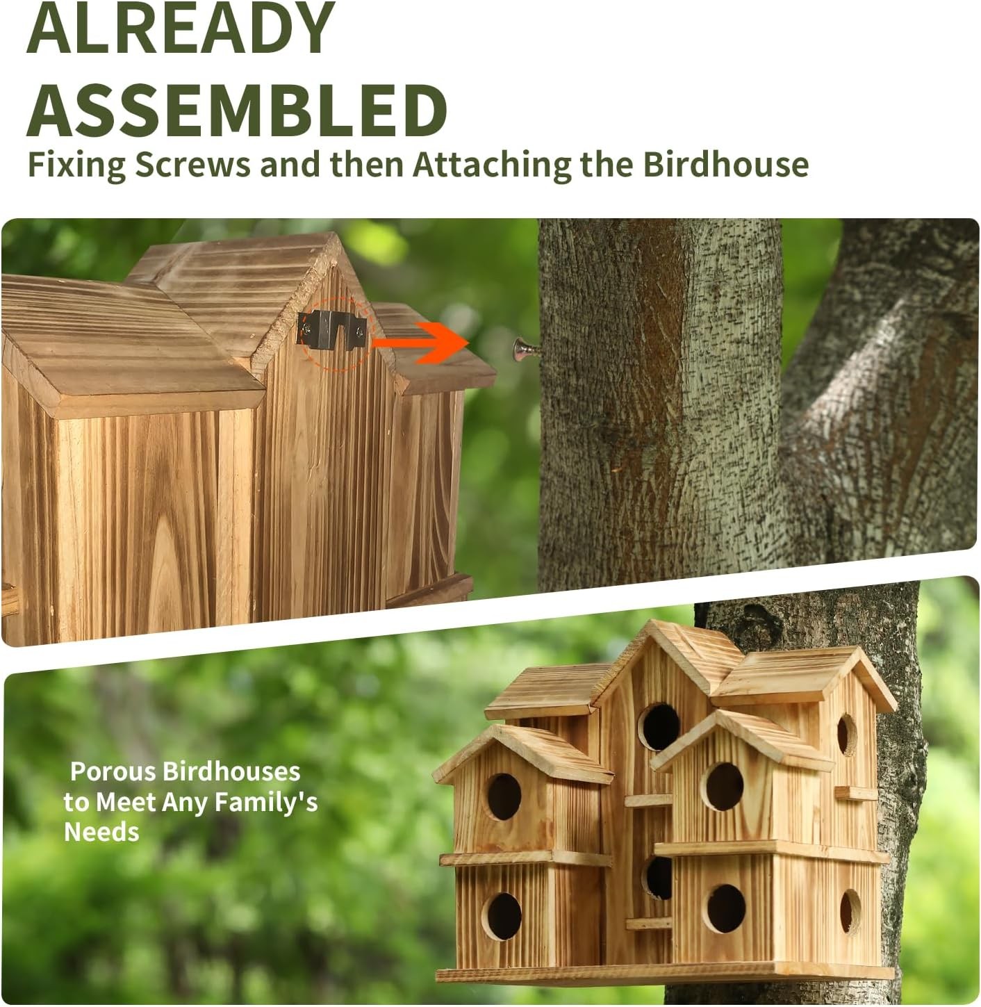 Bird Houses for Outside 10 Hole Bird House Room for 10 Bird Families Large