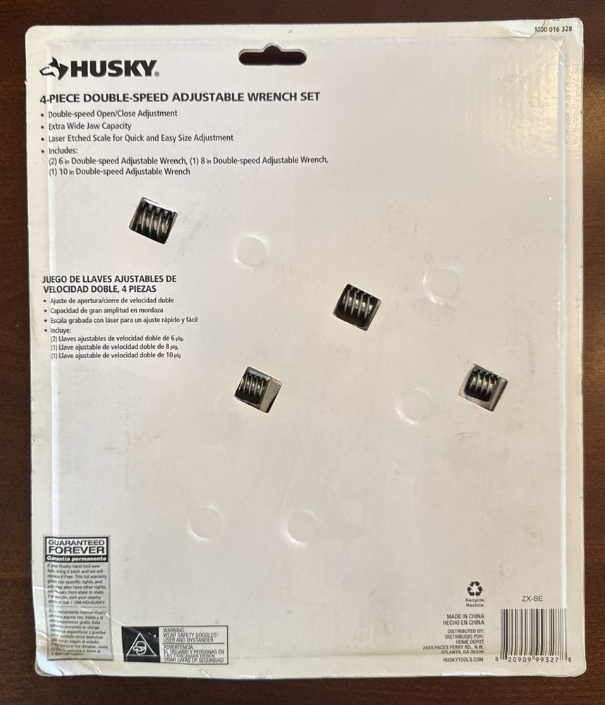 HUSKY 4-Piece Double-Speed Adjustable Wrench Set
