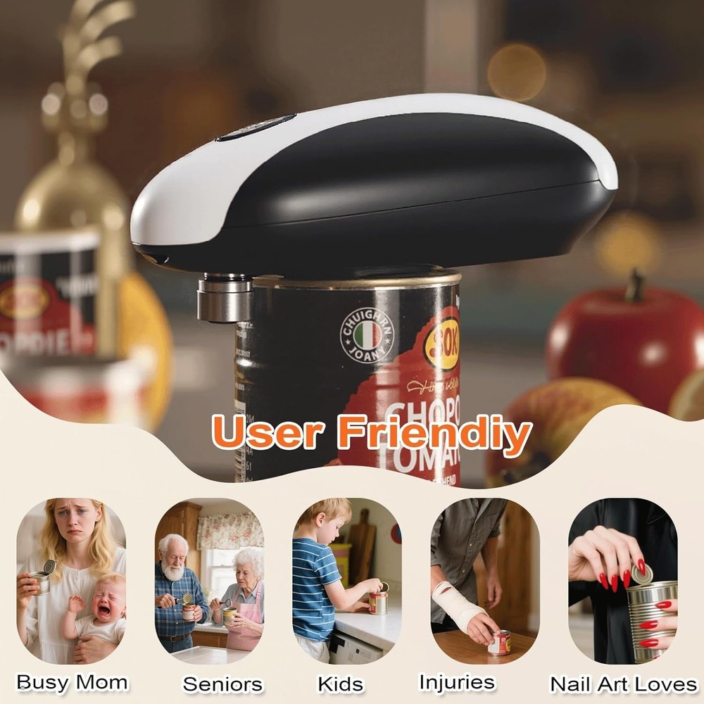 Electric Can Opener Automatic USB Rechargeable Easy One-Touch Kitchen Tool