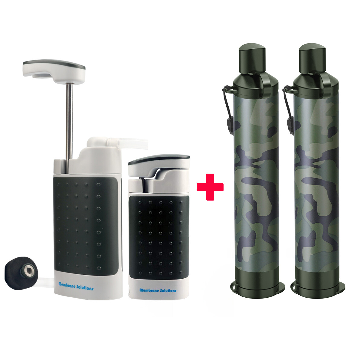 Hand-Pump Water Purification System Portable Water Filter Straws Kit for Camping