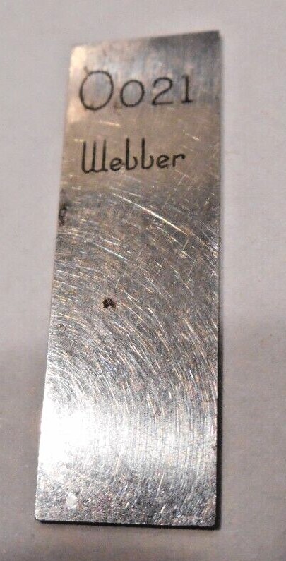 .021 Rectangular Steel Gage Block. WEBBER