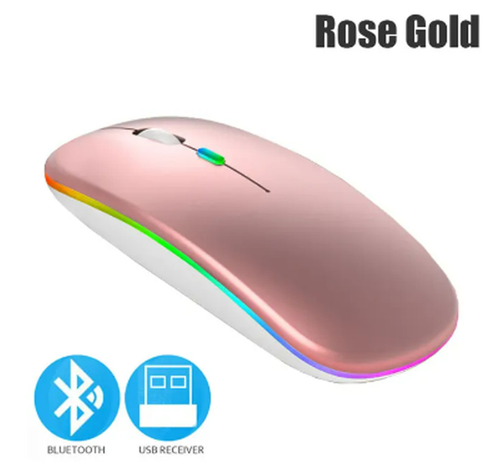 Wireless Mouse RGB Bluetooth Rechargeable USB LED Laptop Computer PC Mac Gaming