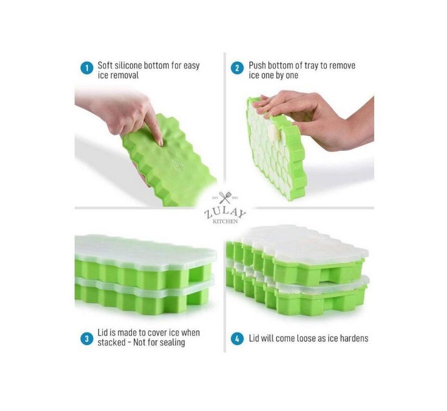 Zulay® Honeycomb Ice Cube Tray - 2 Pack Green