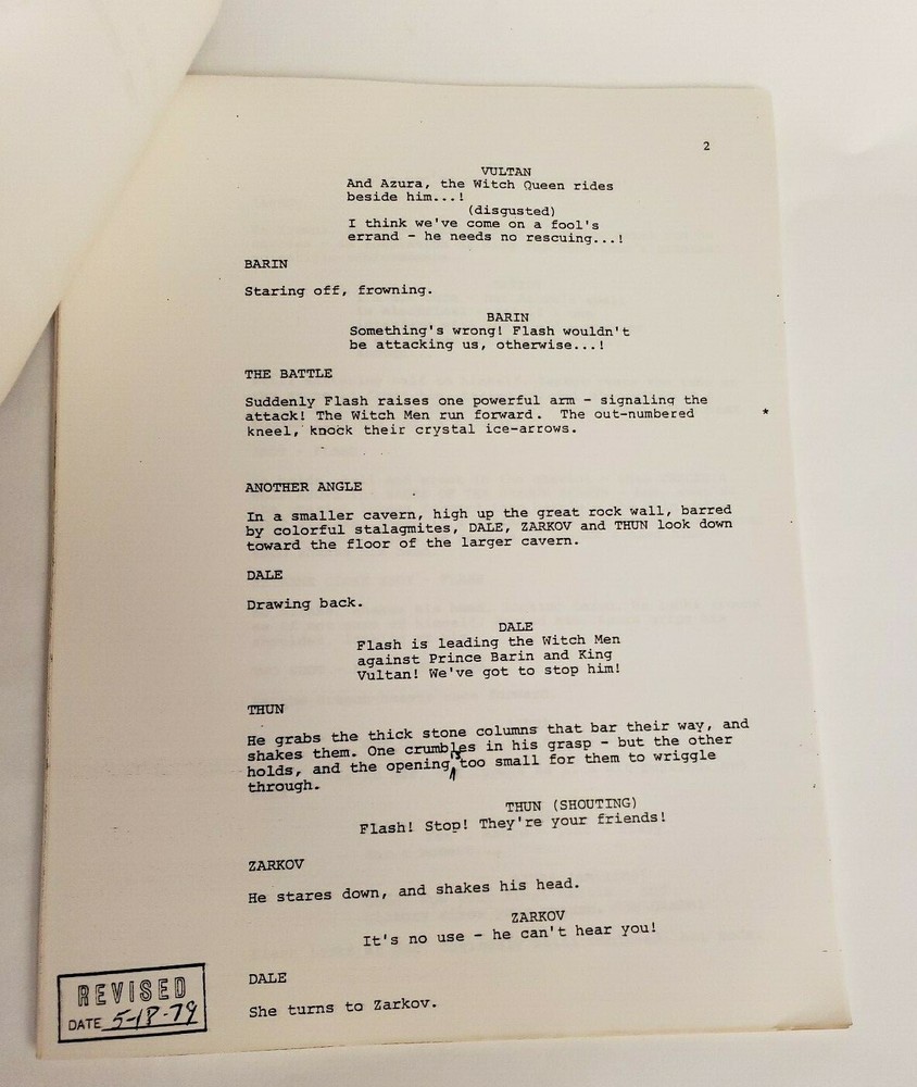 FLASH GORDON / Samuel A. Peeples 1979 TV Script, "Chapter Eleven: King Flash"