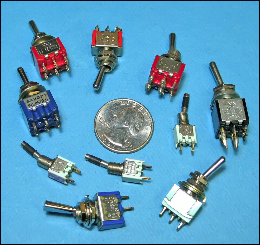 Qty(10) Assorted Miniature Toggle Switches (some new, some pulls)