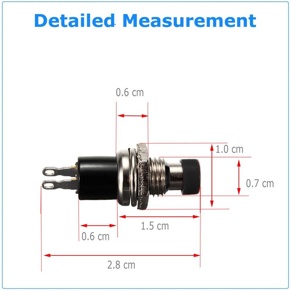 4 Pack SPST Normally Open Momentary Push Button Switch Black