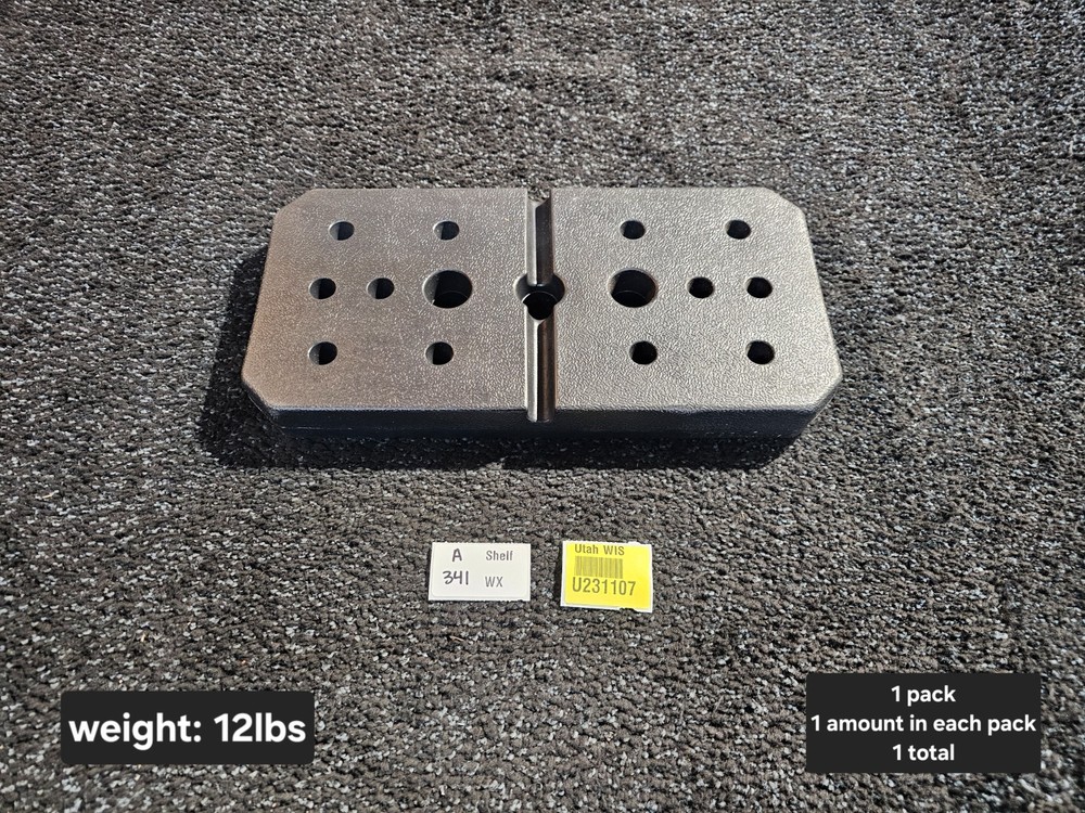 Vinyl Rectangle Weight Plate 12 LBS 15" L x 7.5" Stackable, Black