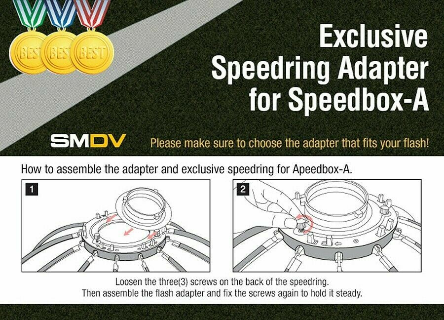SMDV Adapter Bowens Type Mount for SpeedBox Diffuser Flip, Alpha, Strip, Square