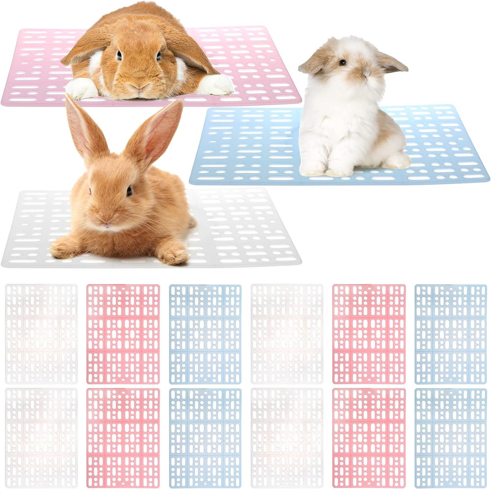 12 Pack Plastic Rabbit Cage Mat, Durable Rabbit Floor Mat with Snap Joint, Fo...