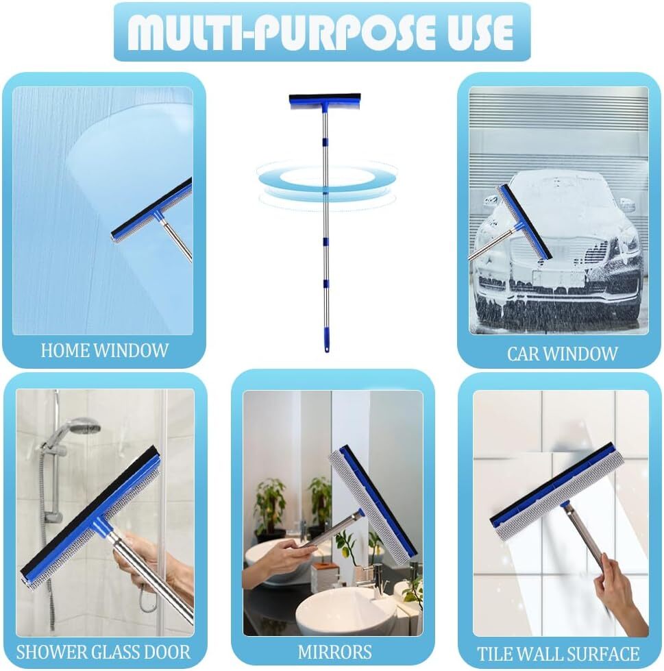 72 Window Squeegee for Window Cleaning - Long Handle Window Cleaner Tool with R