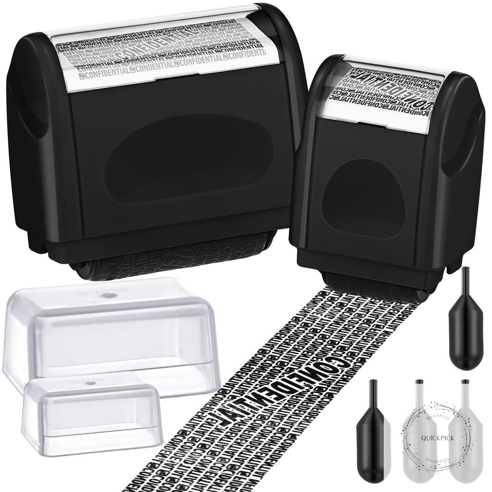 2 Pack Identity Protection Roller Stamp Identity Theft, Confidential, Privacy