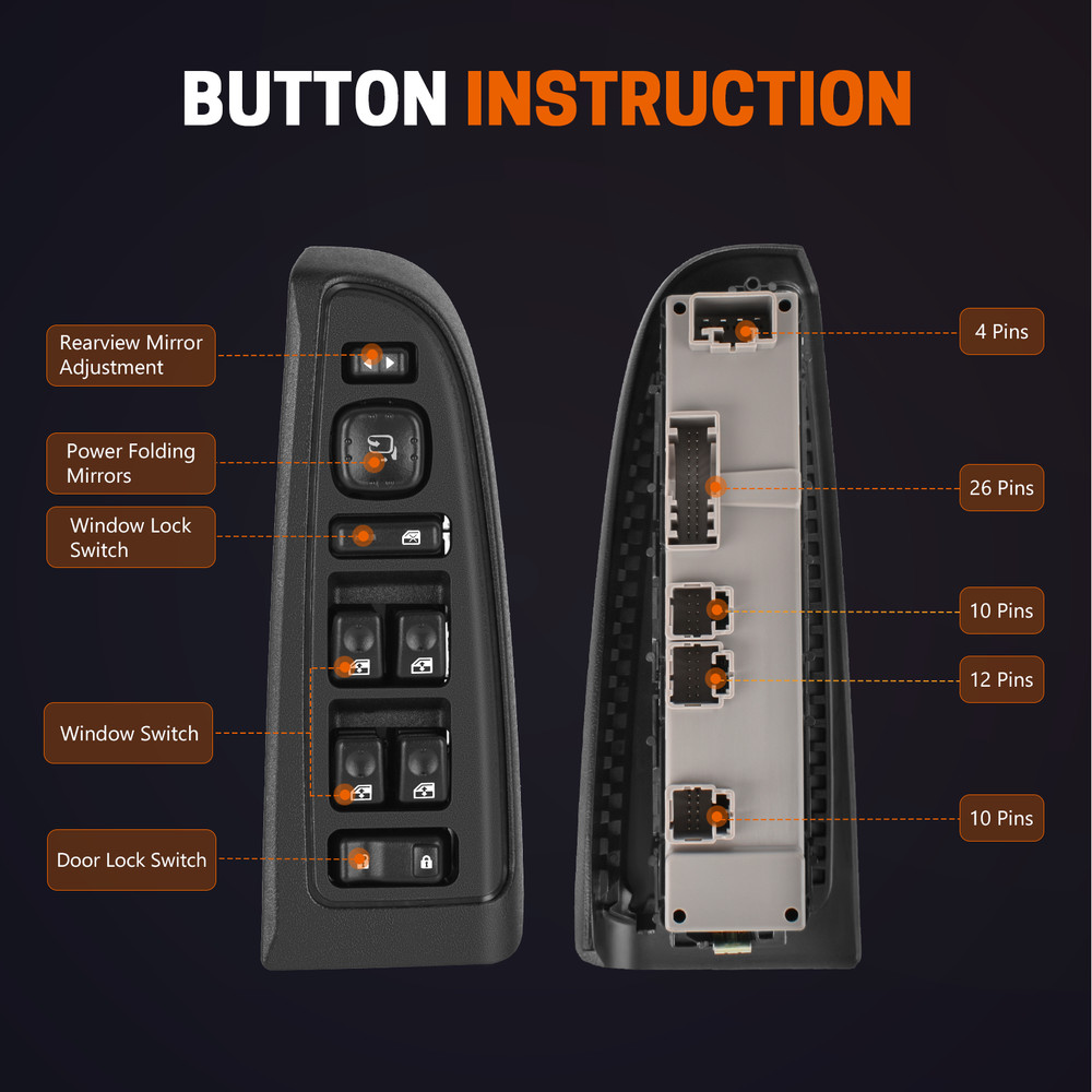 Power Window Switch Front Driver LH Left Side for Chevy Silverado GMC Sierra