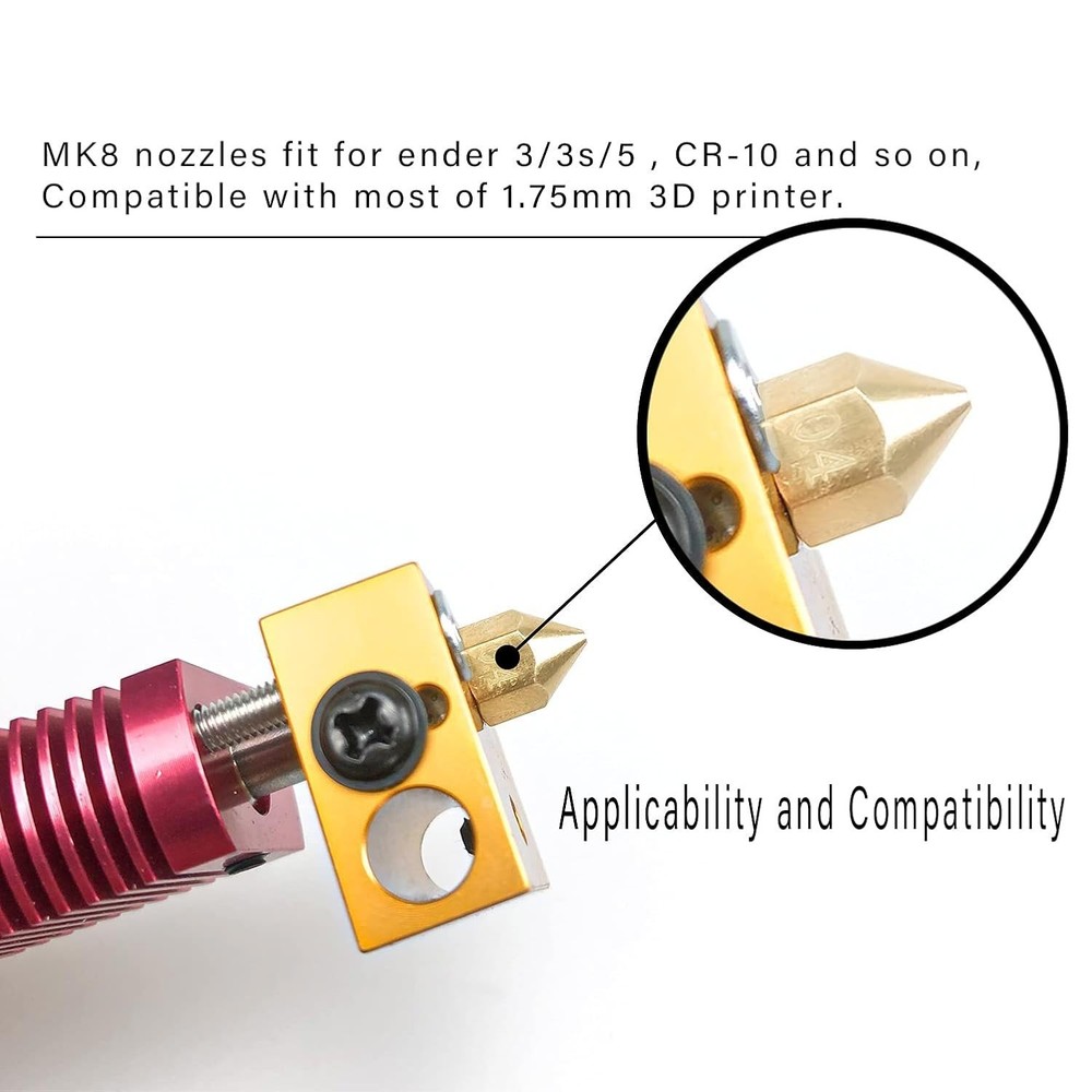 High Precision 24-Piece MK8 Nozzle Set - Smooth Feeding for 3D Printers
