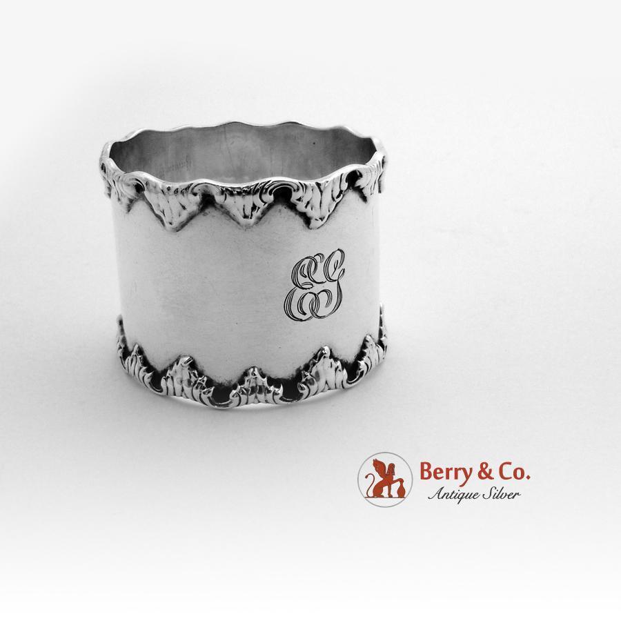 Shell Bordered Napkin Ring Sterling Silver Towle 1900 Mono EG