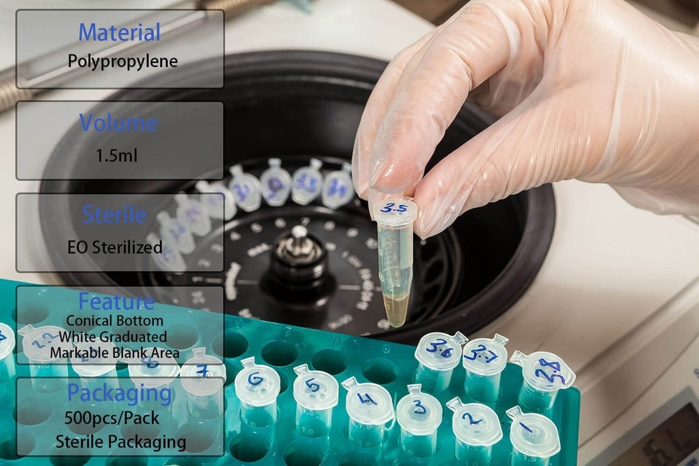 500 Sterilized 1.5ml Microcentrifuge Tubes - Precise Scale for Accurate Sampling