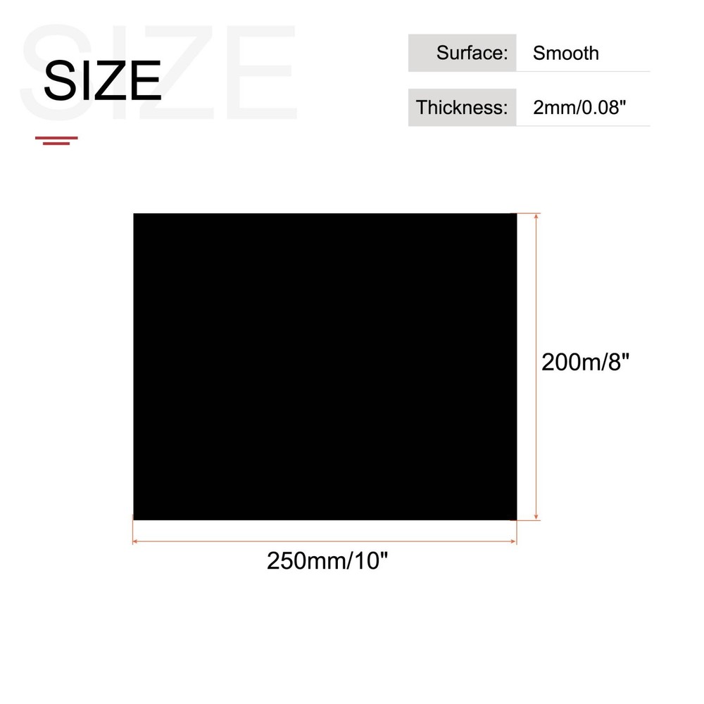 Black ABS Plastic Sheet 10x8x0.08" for Building Model, Panel