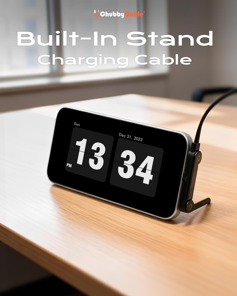 chubbycable StandLite 240W Braided Fast Charge Cable with 4.9ft, Black
