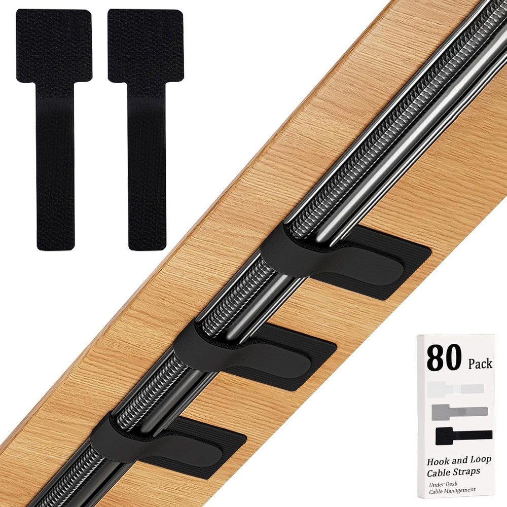 Reusable Cable Straps 80PC, Self Adhesive