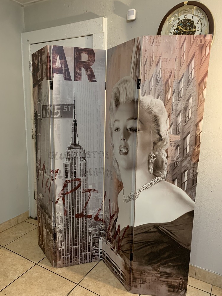 Large 4 Panel Canvas Madeley Monroe ￼Room Divider Screen