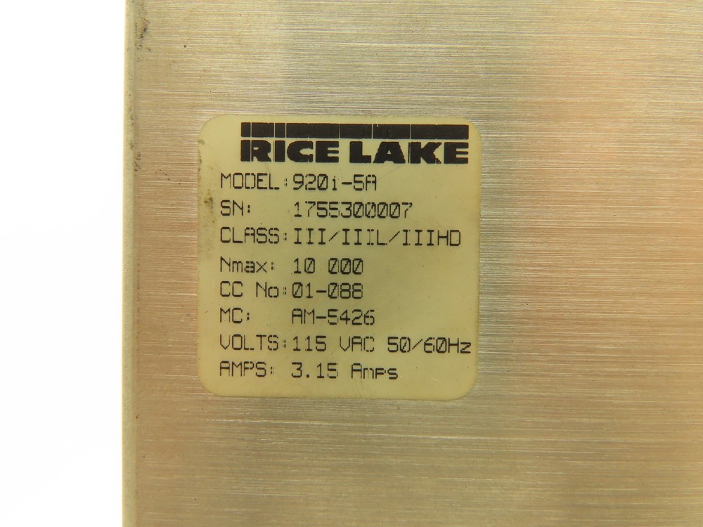 Rice Lake 920i-5A Programmable Weight Indicator Floor Scale Digital Display 115V