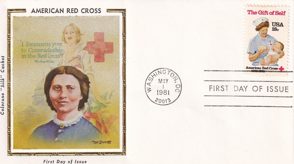STAMP US SCOTT 1910 "American Red Cross " BARTON 18 CENT 1981 FDC - E
