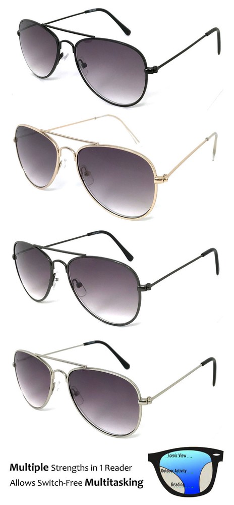 SMALL Pilot Multi Focus Progressive Reading Sunglasses 3 Strengths in 1 Reader