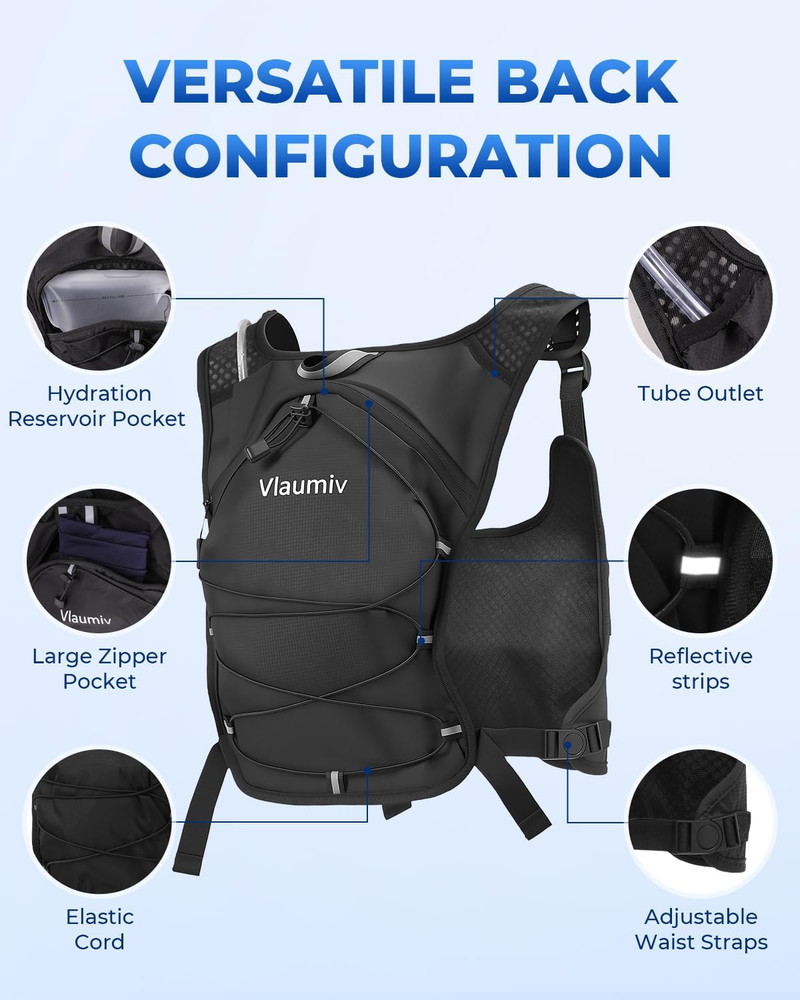 Running Vest with 2L Water Bladder, Hydration Backpack with Adjustable Straps, L