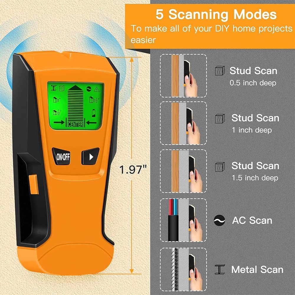 Stud Finder Wall Scanner Tool with Intelligent Microprocessor Chip, HD LCD Displ