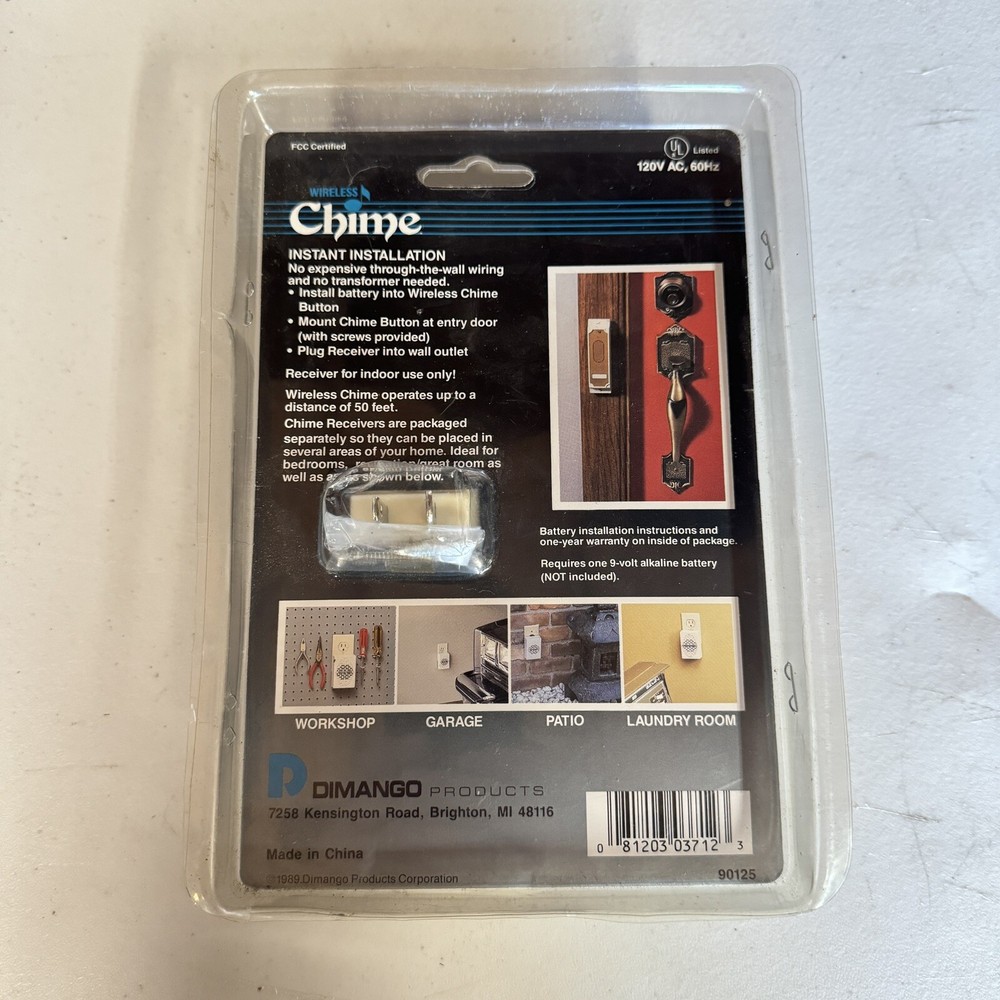 NOS Vintage Dimango Wireless Chime Model RC3700A -Instant Installation
