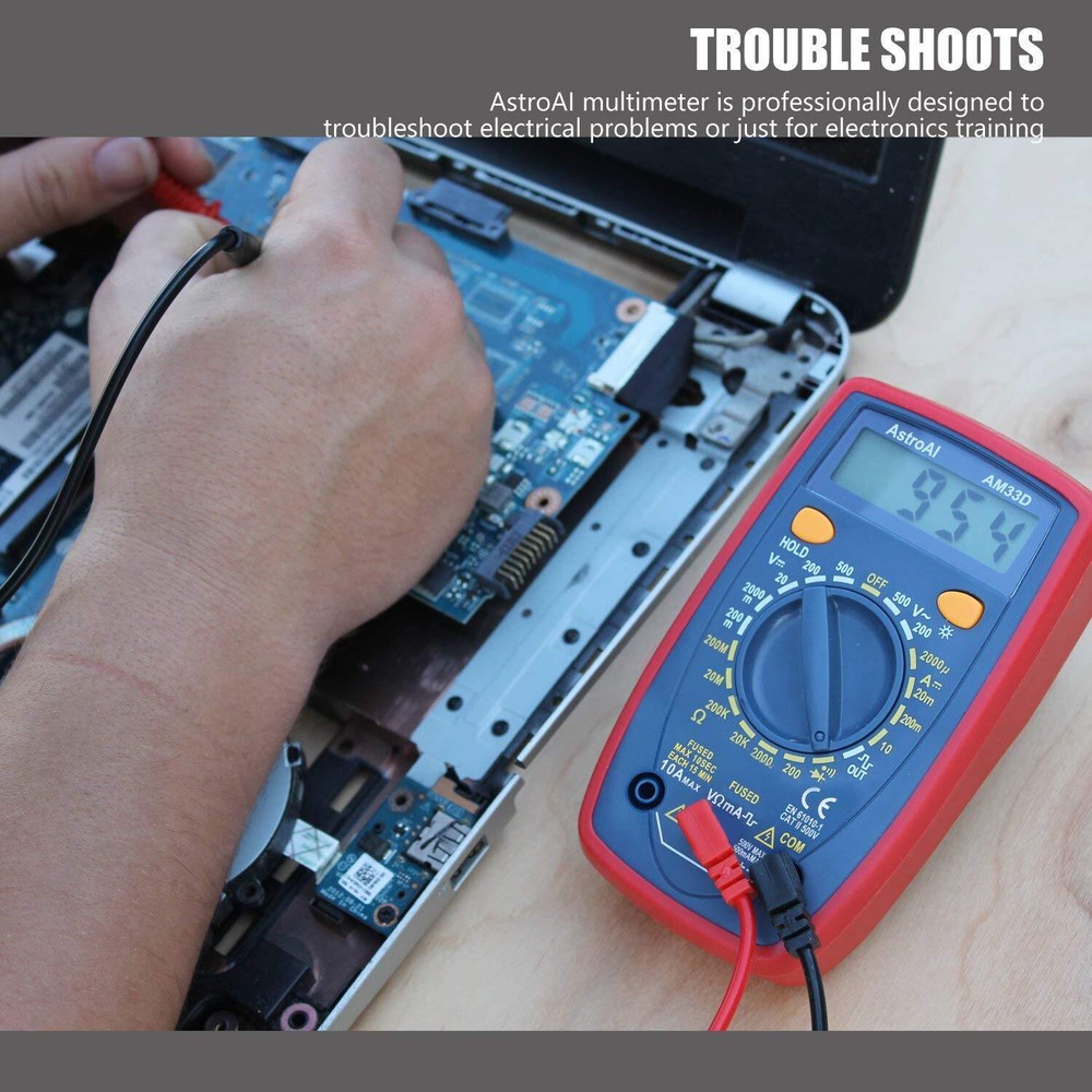 Multimeter Tester 2000 Counts Digital Multimeter w/ DC AC Voltmeter Ohm Volt Amp