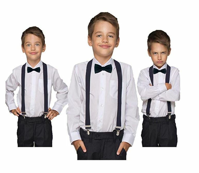 Metallic Gold toddler bow tie and suspenders set for baby, 5 to 6 years old boy