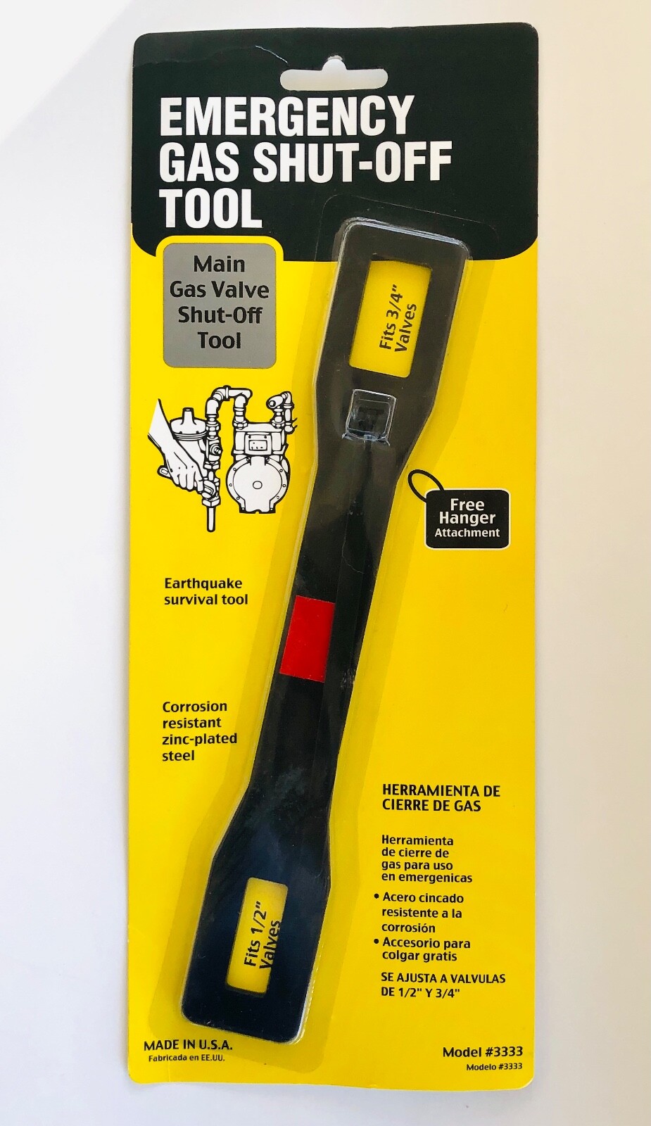 Emergency Gas Water Main Valve Shut-off Wrench Tool Plumbing Survival 1/2 & 3/4"