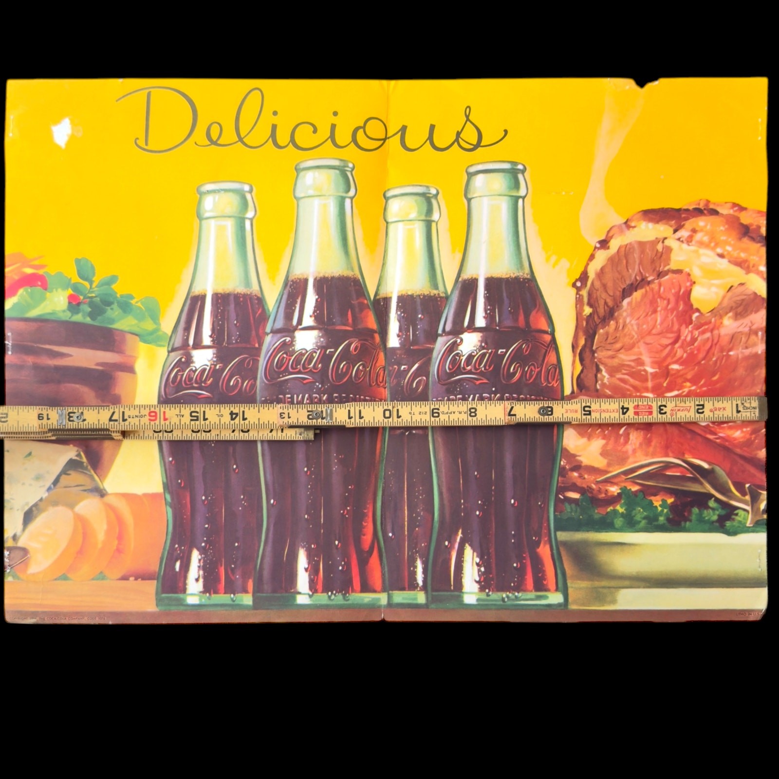 Vintage 1956 Rare Coca Cola Store Sign Original Coke Lithograph 14” x 20” READ