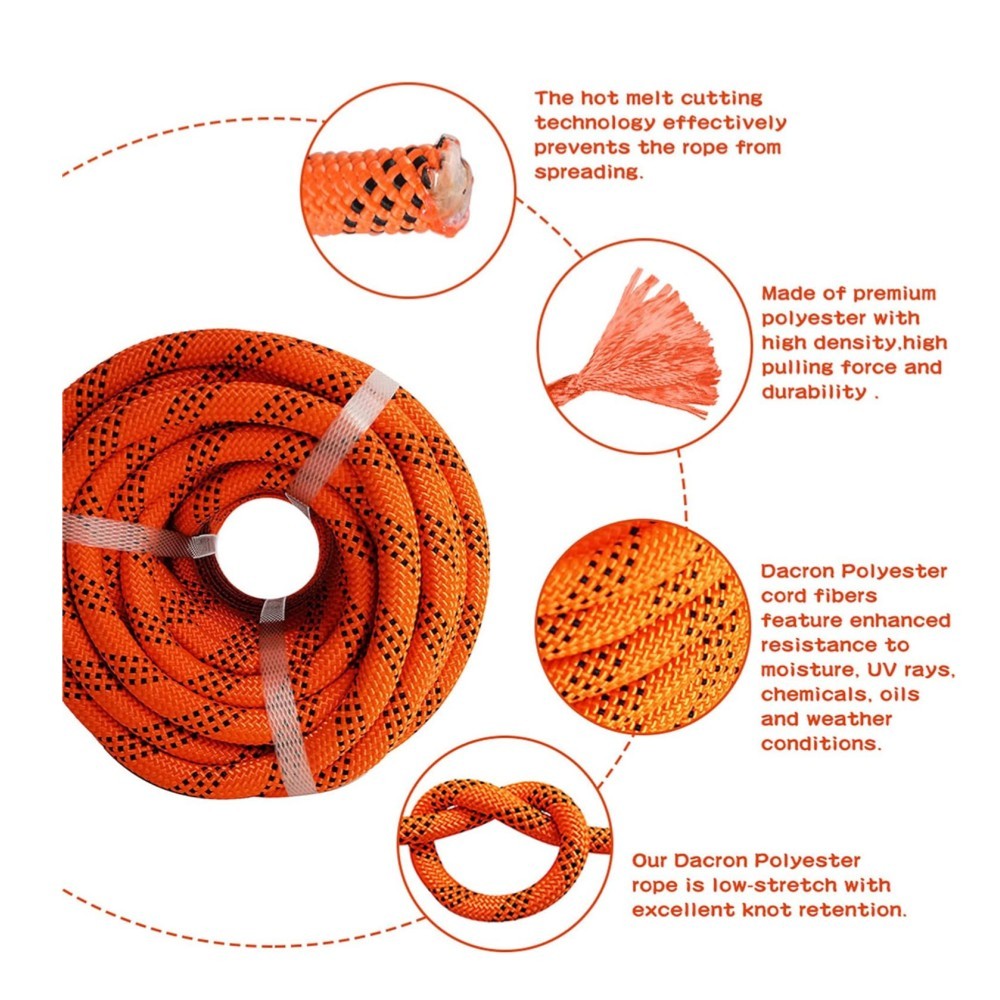 1/2" × 100' 6180Lbs Breaking Strength Bull Rope Double Braid Polyester Rope