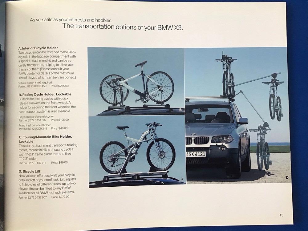 BMW X3 E83 SAV Accessory Brochure 2004
