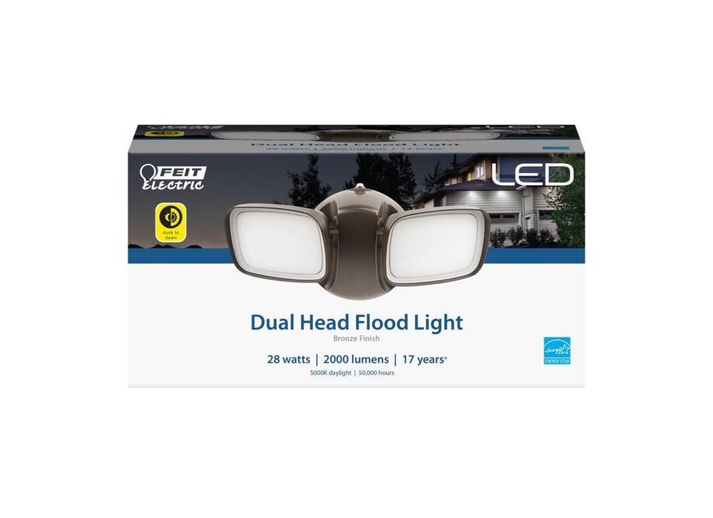 Security Floodlight Dusk to Dawn Hardwired LED Bronze Bronze