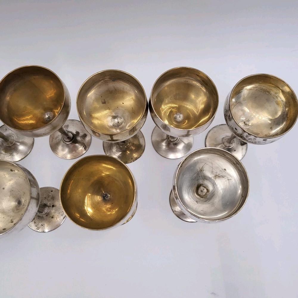 Vintage 12 Pieces Leonard Silver EPNS Silverplated Wine Goblets 4 3/4" Tall