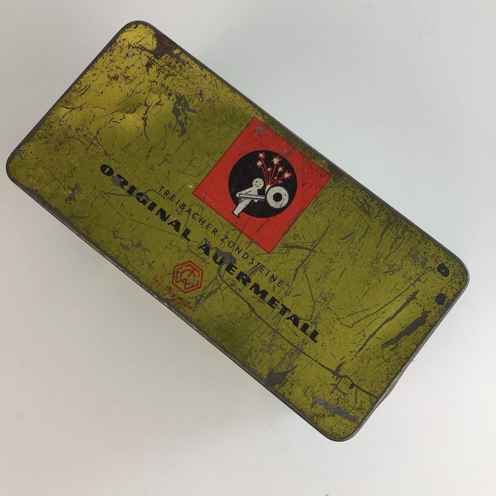 Vintage Auermetall Lighter Flints Advertising Tin Box Austria