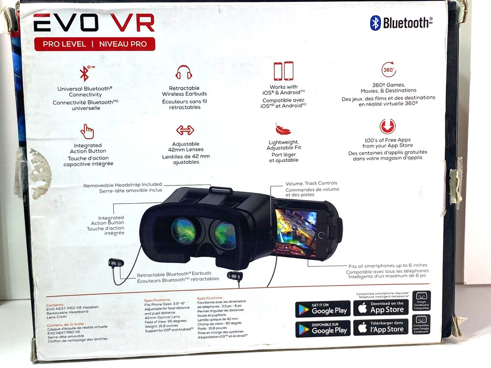 EVO VR PRO LEVEL 360 VIRTUAL REALITY BLUETOOTH WIRELESS HEADSET NEW OPEN BOX