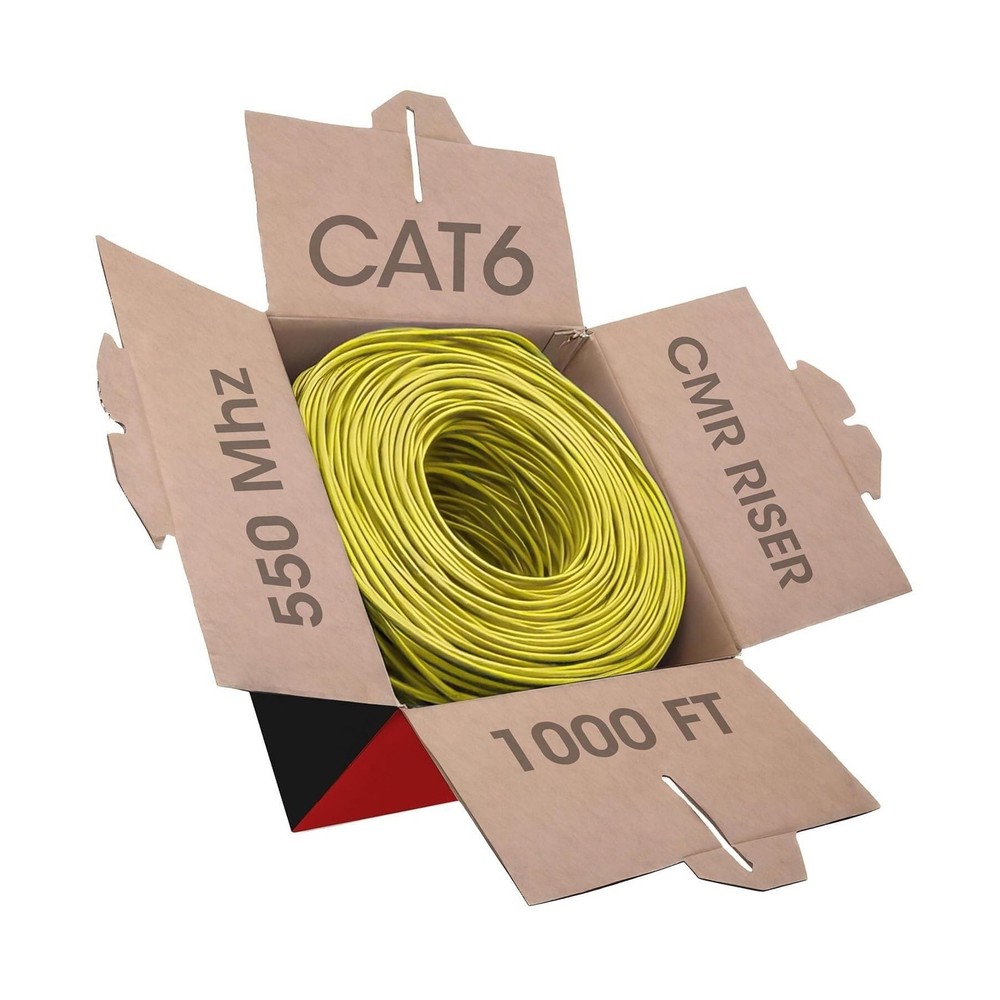 Big-A - Bulk Cat6 Cable 1000ft 23AWG Solid 4 Pair, Cat 6 Ethernet Cable Unshi...