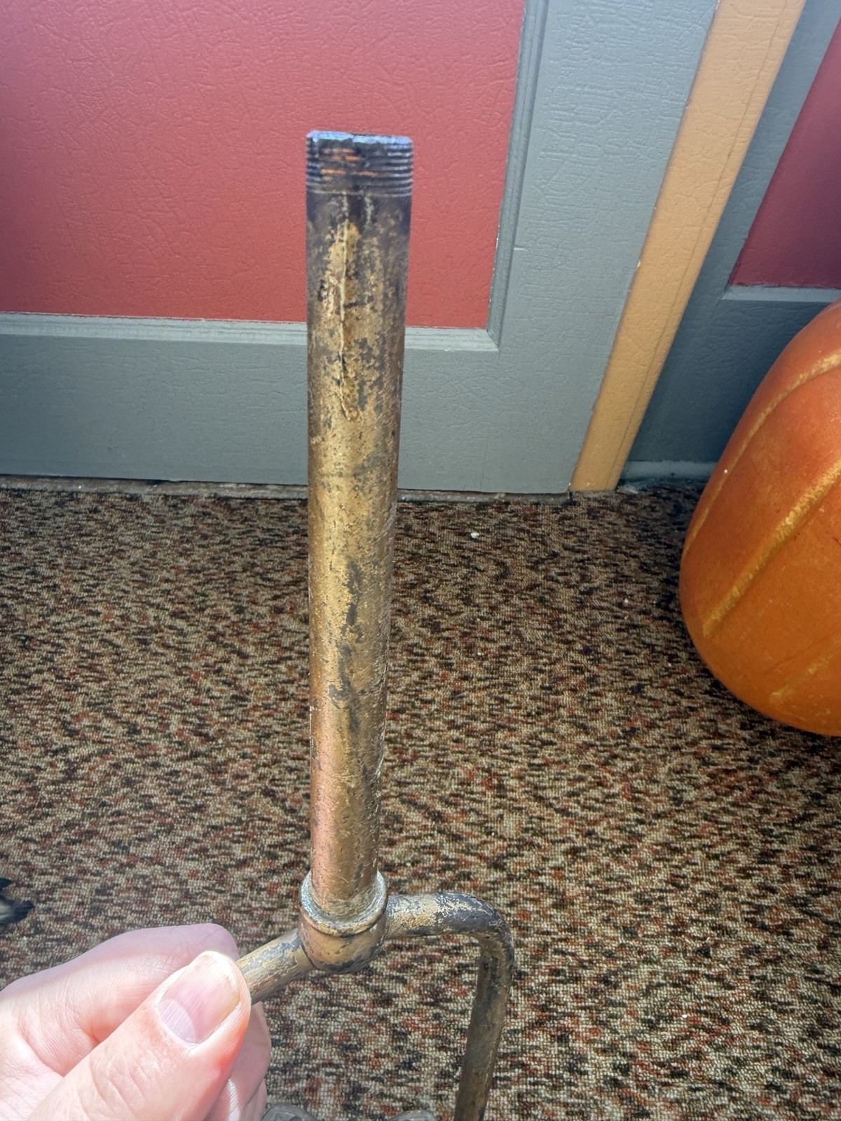 Antique Gas Pendant Hall Light Fixture Frame only to Restore Pressed Brass Crown