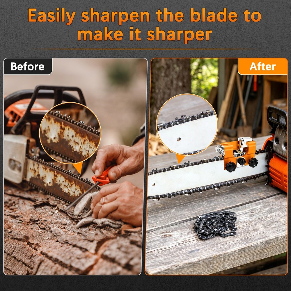 Chainsaw Sharpener with Nuts and Wrench [13pcs]-[Silver- 3/16 Inch]